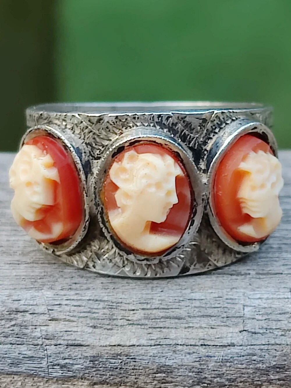 Antique 800 Silver Cameo Ring